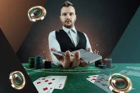 Tampilan meja Infinite Blackjack live di joyslot88 dengan dealer dan antarmuka pemain